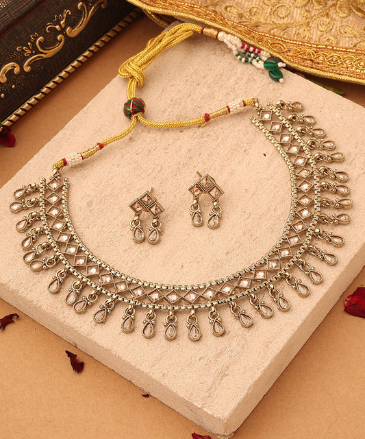 Transparent Elegance Gold Necklace Set
