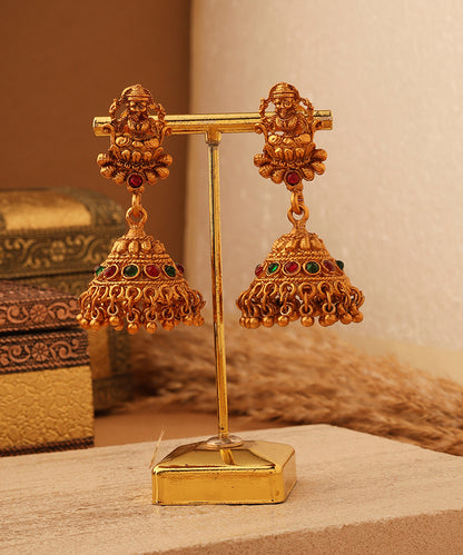 Gold Plated Temple Necklace Set with Goddess Motif