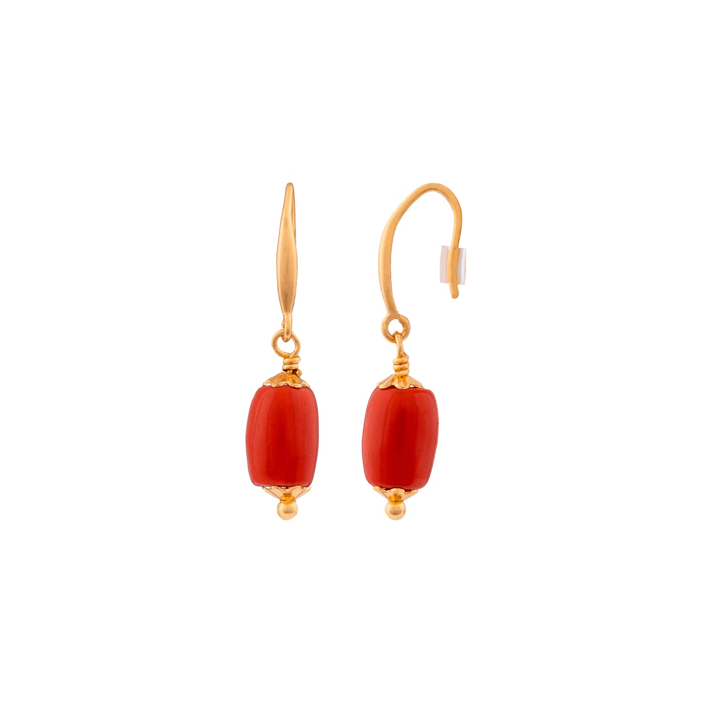 Golden Earrings Three Sets with Swarovski Pearls and Coral