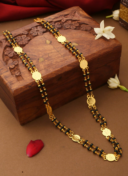 Laxmi Motif Mangalsutra with Gold Coins