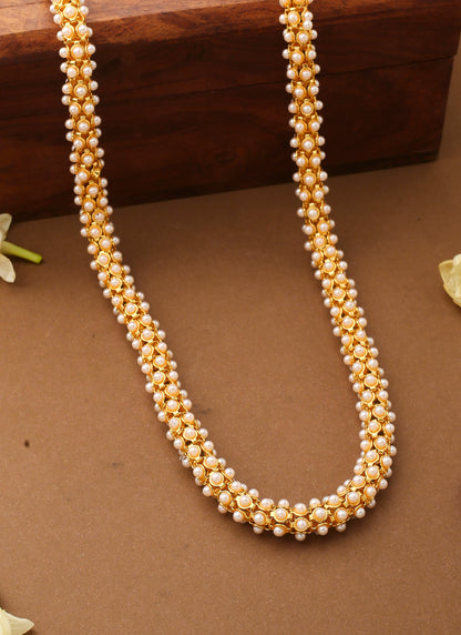 White Gold Beaded Necklace