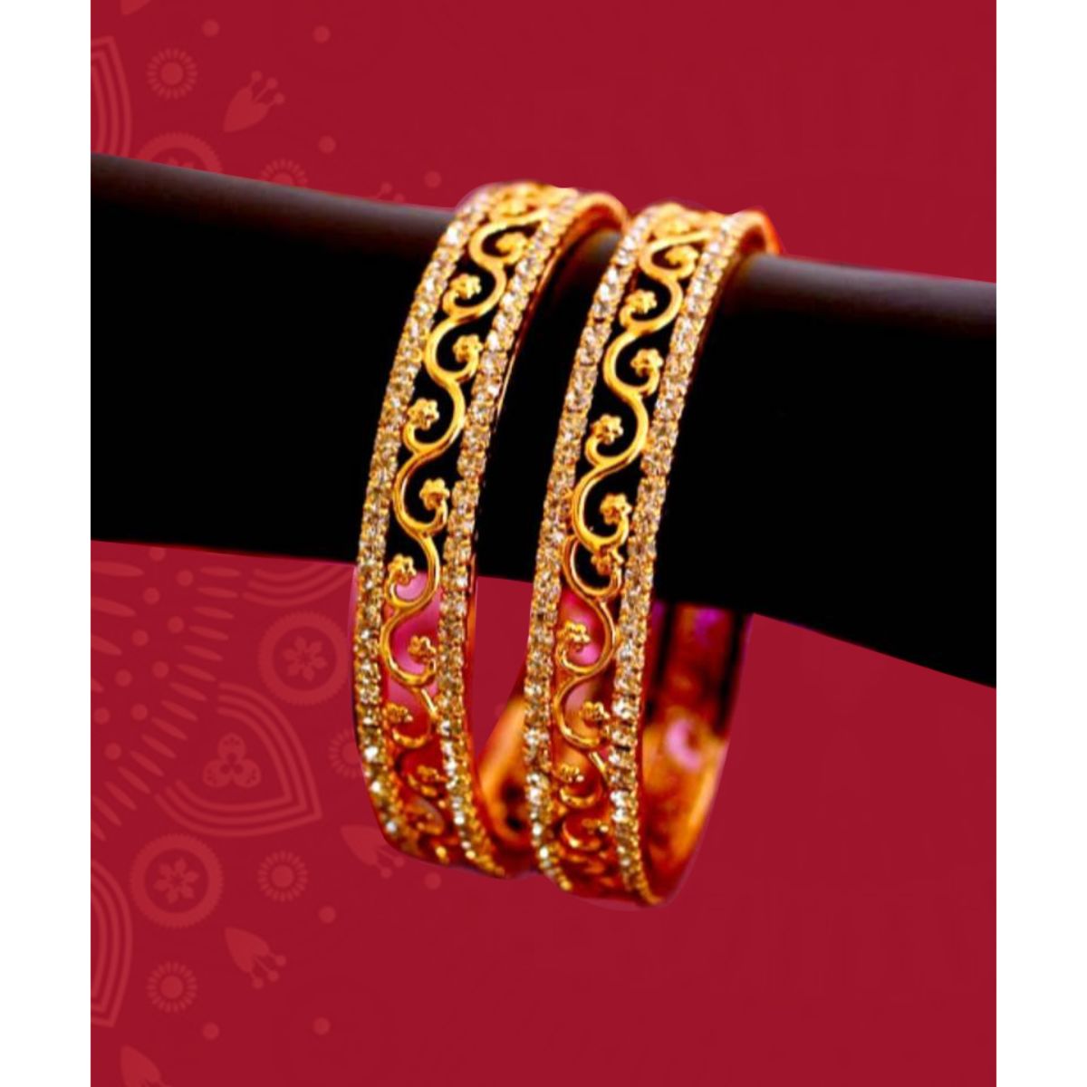 Set of 2 Bangles and Bracelets with American Diamonds