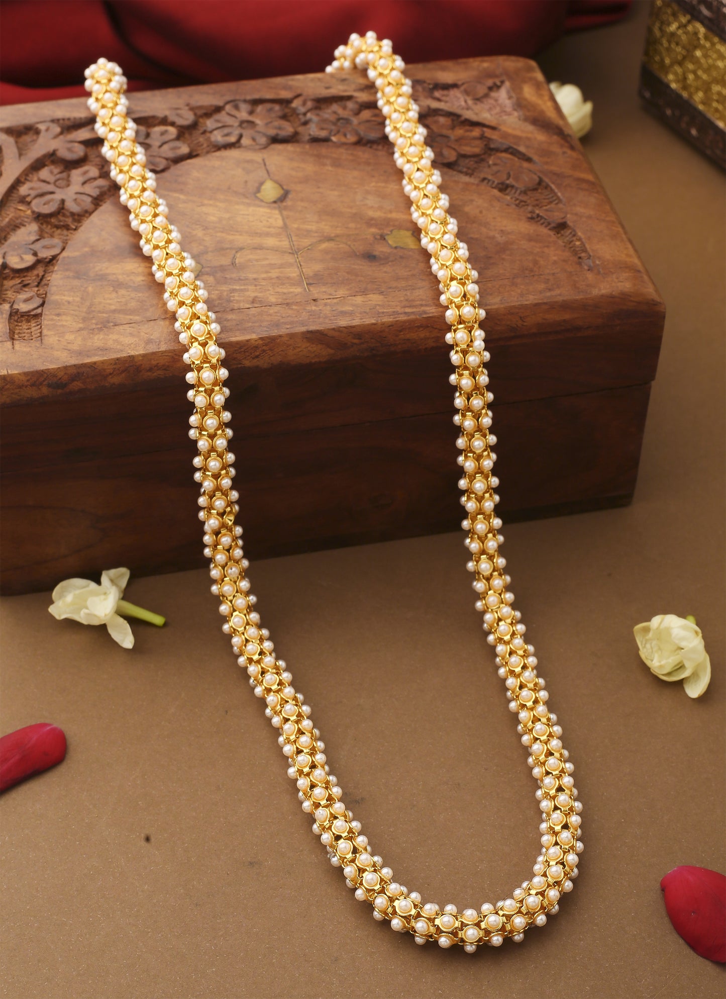 White Gold Beaded Necklace