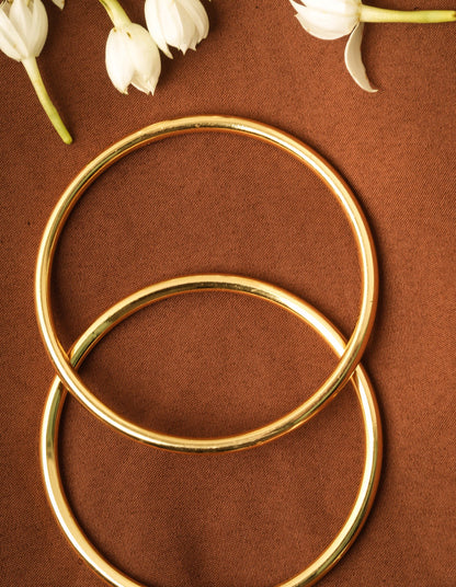 Plain Gold Plated Bangles Set Of 2