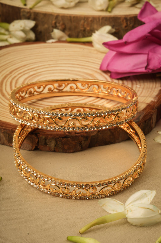 Set of 2 Bangles and Bracelets with American Diamonds