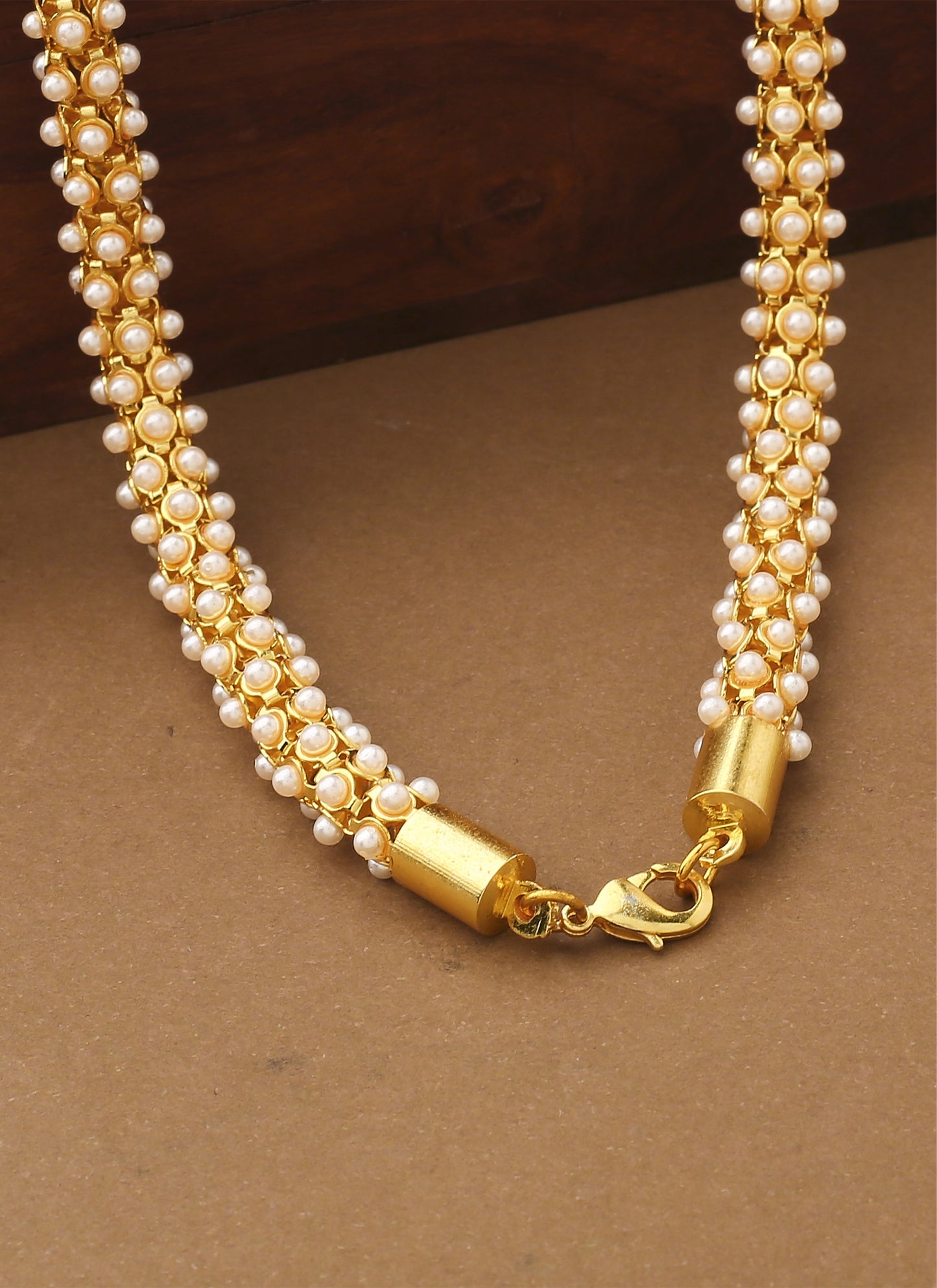 White Gold Beaded Necklace