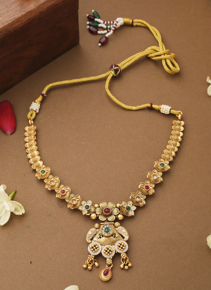 Multicolour Necklace Set with Long Earrings