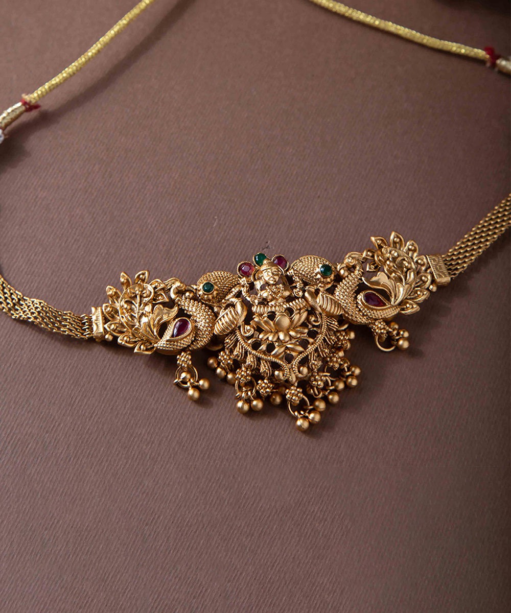 Gold-Plated Patterned God Motif Choker Set