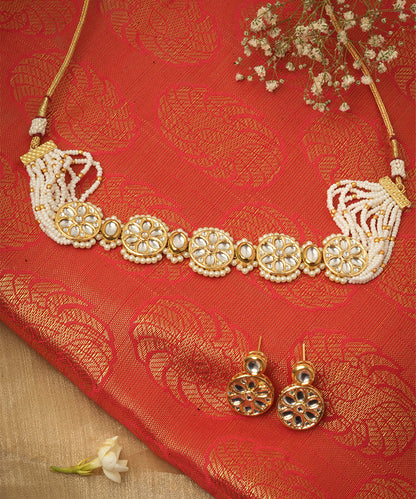 Kundan Studded Choker Set with Pearl Chain