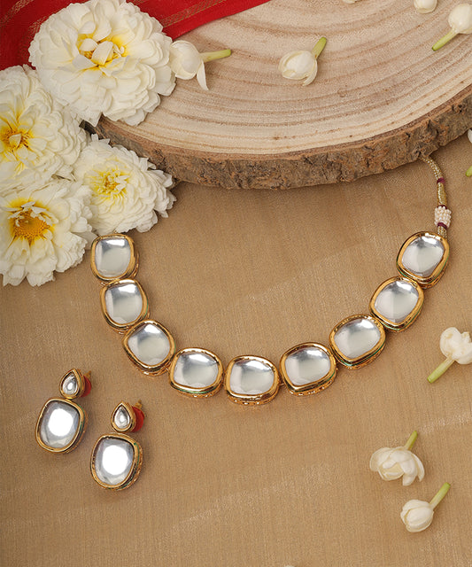 White Stone Kundan Necklace Set