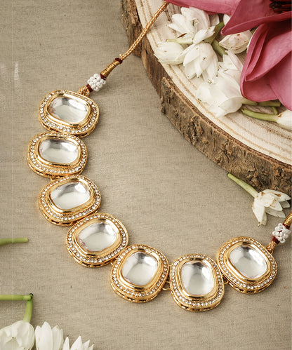 Stone Necklace and Earrings Set with White Stone Embellishments