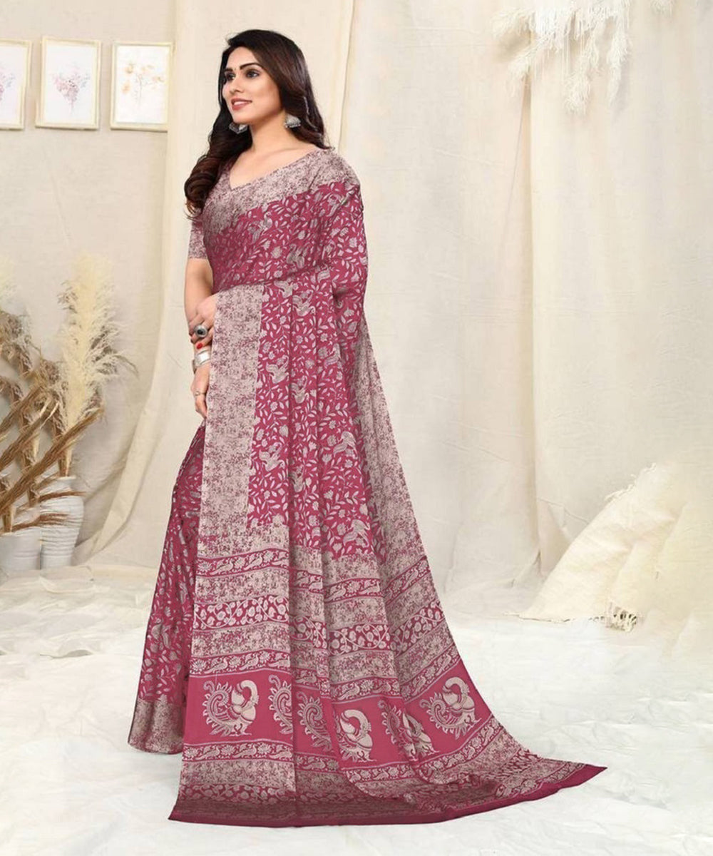 Saree Magenta Art Silk Zari