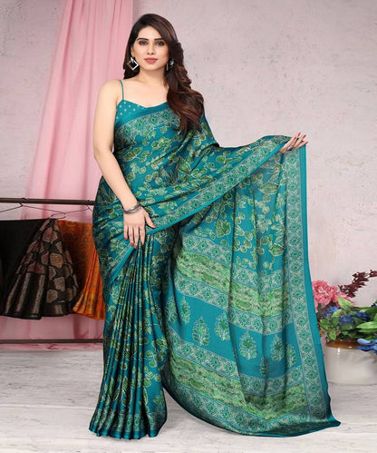 Saree Green Chiffon Floral