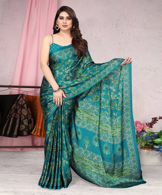 Saree Green Chiffon Floral