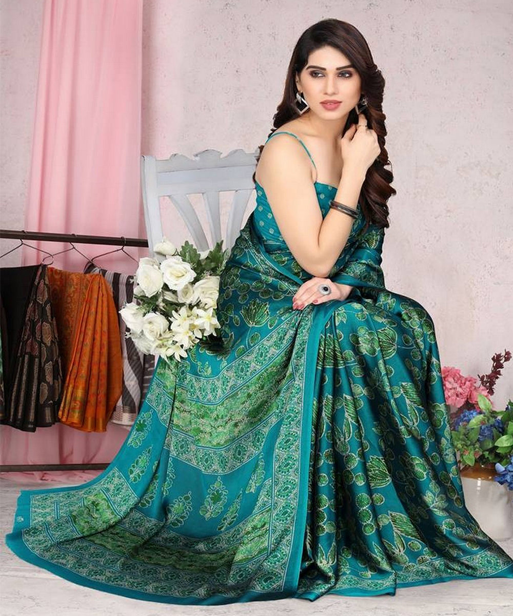 Saree Green Chiffon Floral