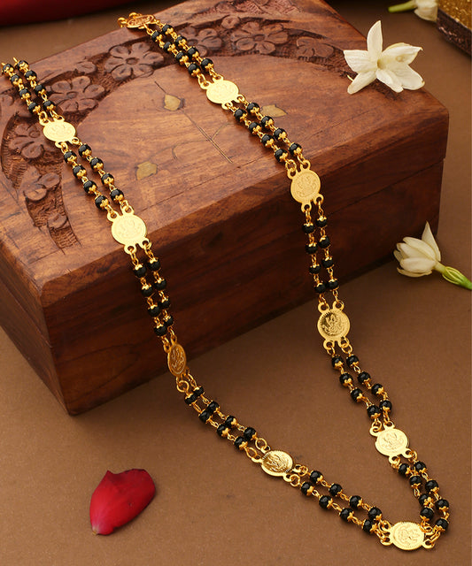Laxmi Motif Mangalsutra with Gold Coins