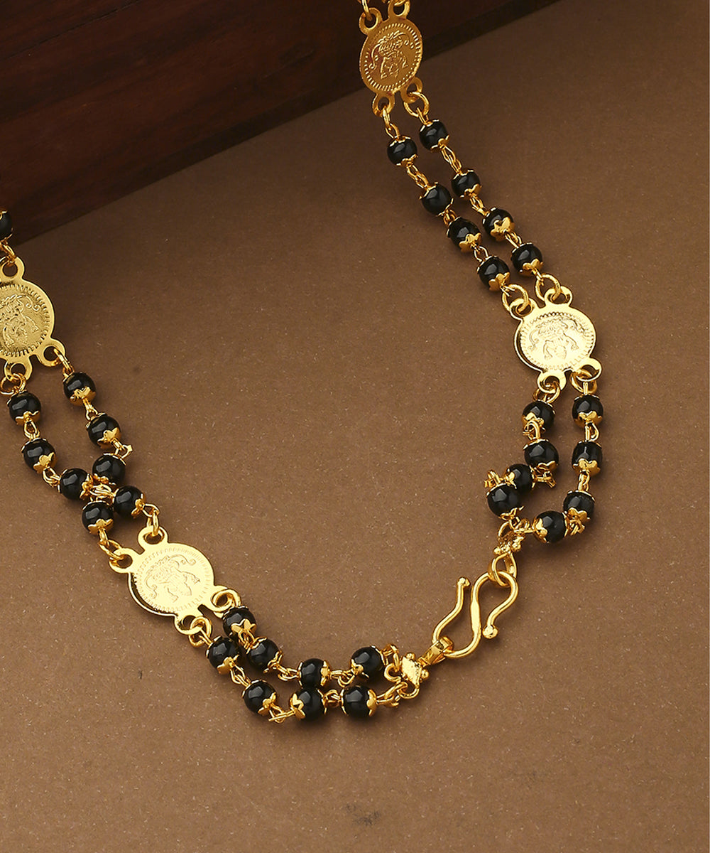 Laxmi Motif Mangalsutra with Gold Coins