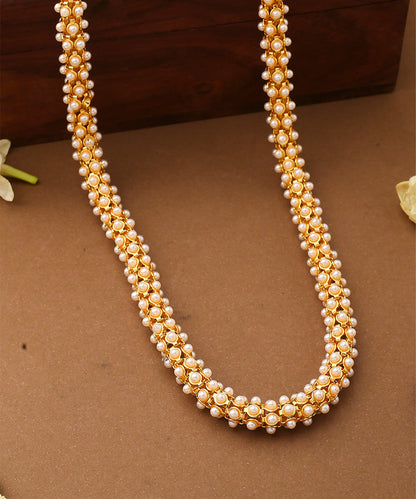 White Gold Beaded Necklace