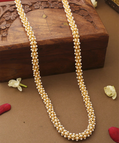 White Gold Beaded Necklace