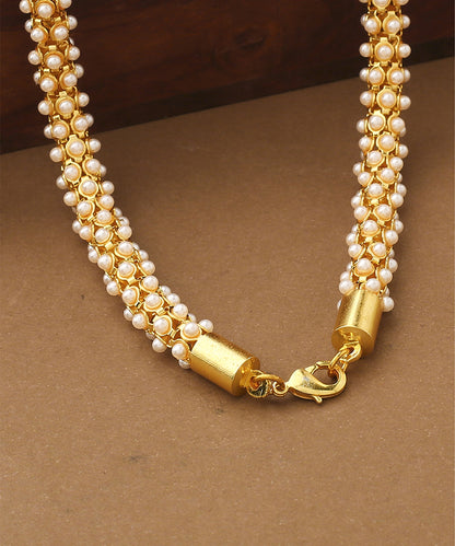 White Gold Beaded Necklace