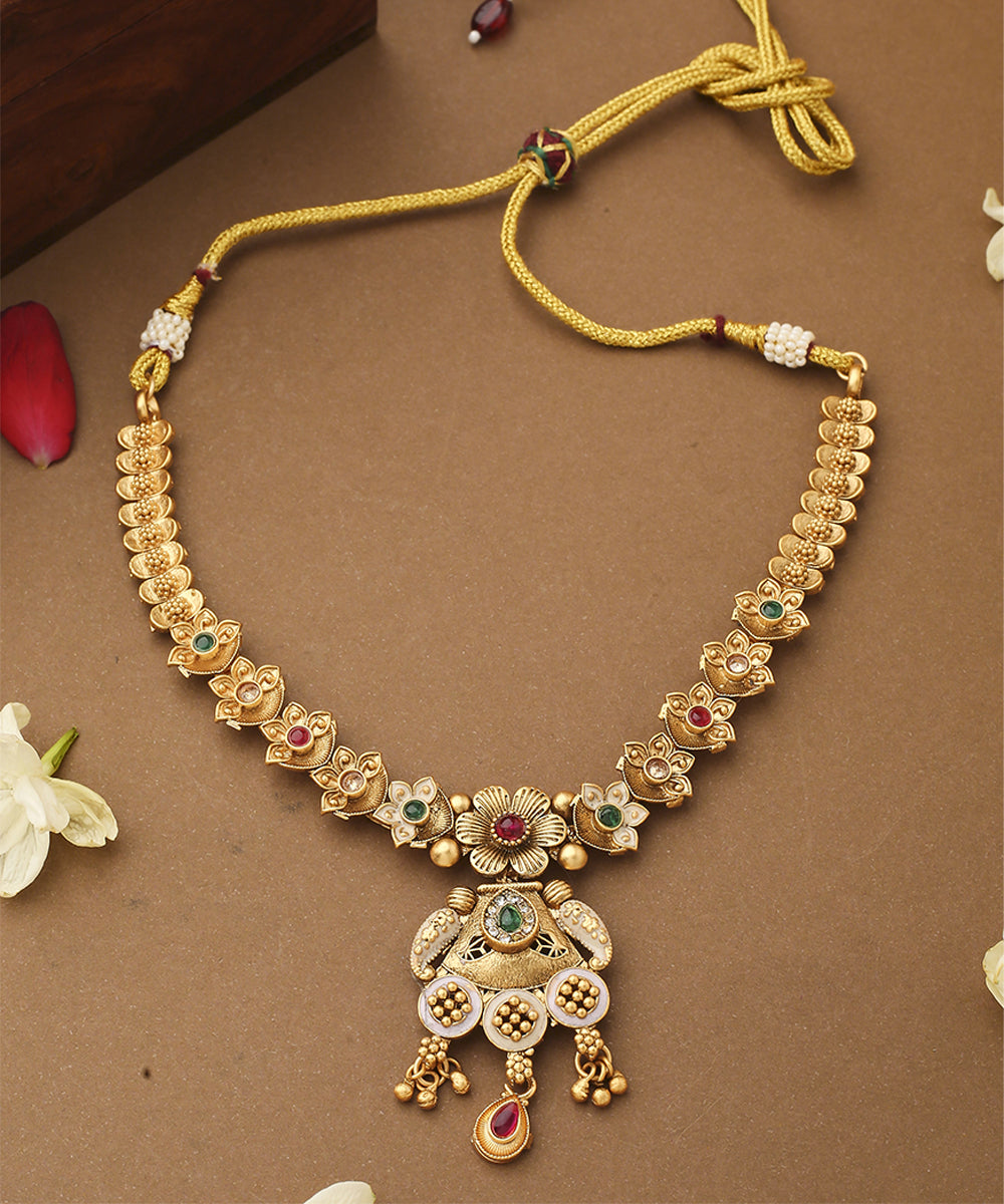 Multicolour Necklace Set with Long Earrings