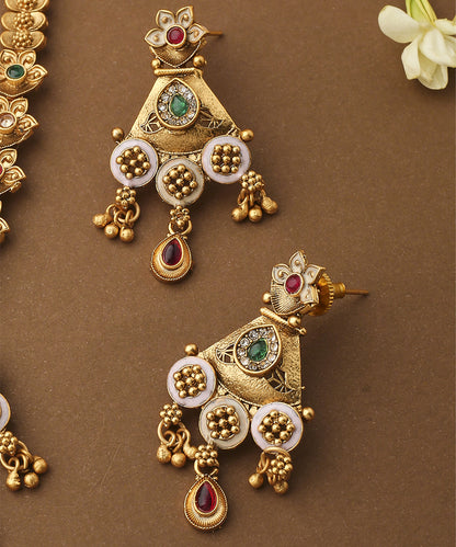 Multicolour Necklace Set with Long Earrings