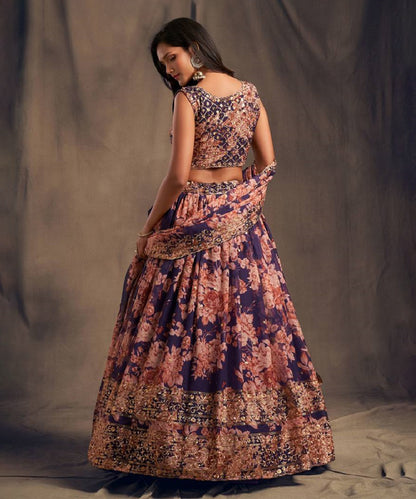 Lehenga Purple Zari Bridal Unstitched
