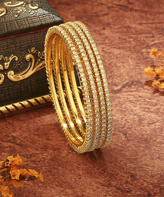 Gold and White Bead Bangles
