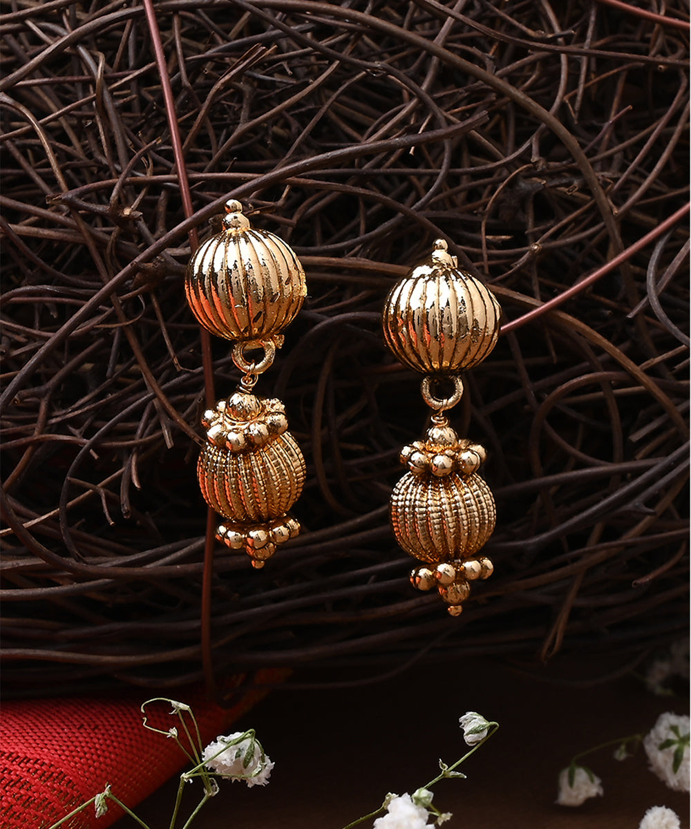 Gold Plated Round Necklace Set With Earrings