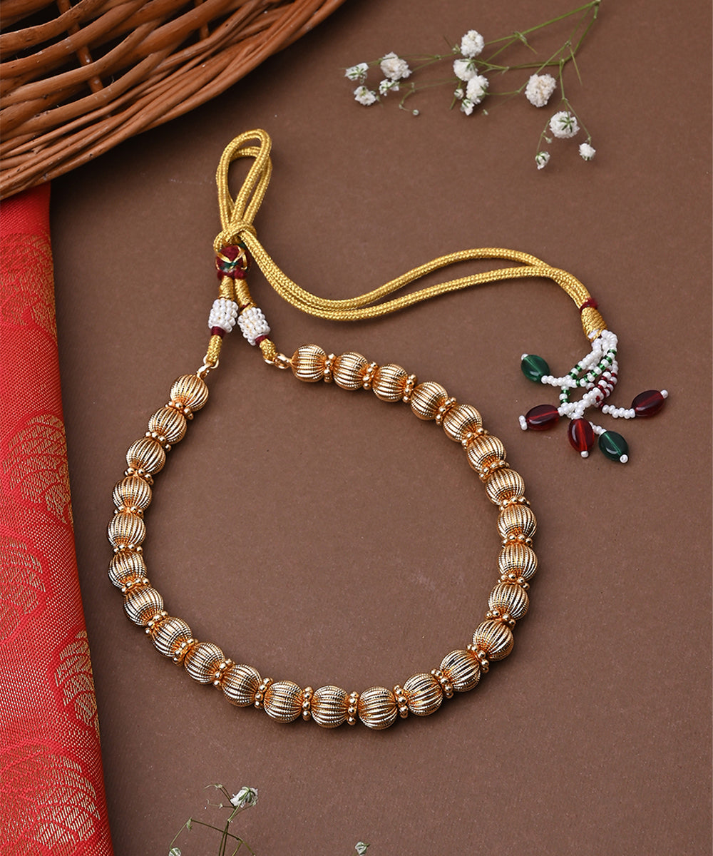Gold Plated Round Necklace Set With Earrings