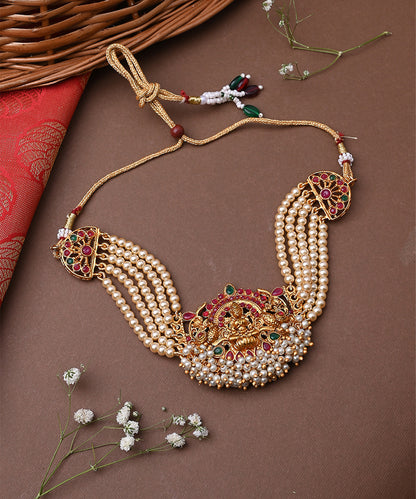 Multicolour Laxmi Motif Choker Set with Earrings