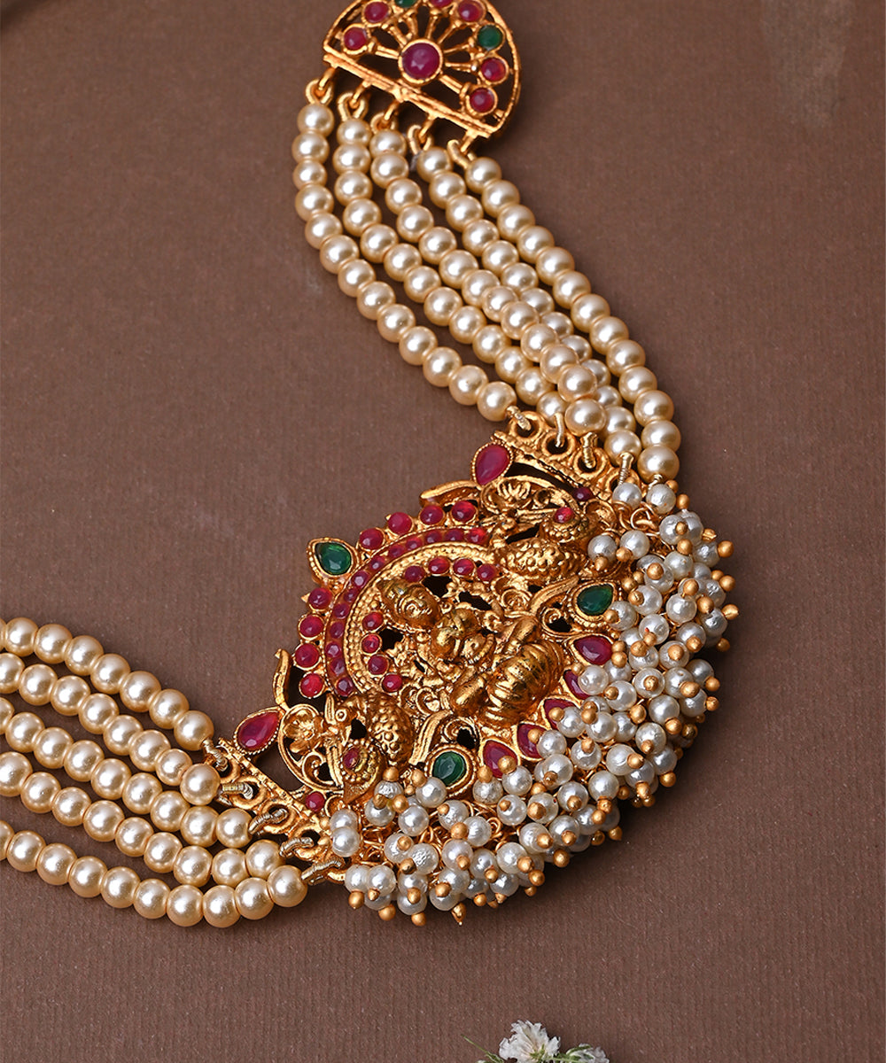 Multicolour Laxmi Motif Choker Set with Earrings