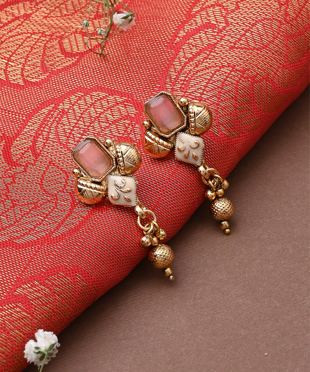 Multicolour Necklace Set With Pink And Green Stones