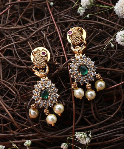 Traditional Multicolour Gold Plated Necklace Set With Earrings