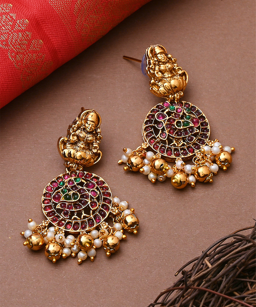 Multicolour Laxmi Motif Gold-Plated Necklace Set