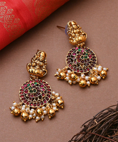 Multicolour Laxmi Motif Gold-Plated Necklace Set