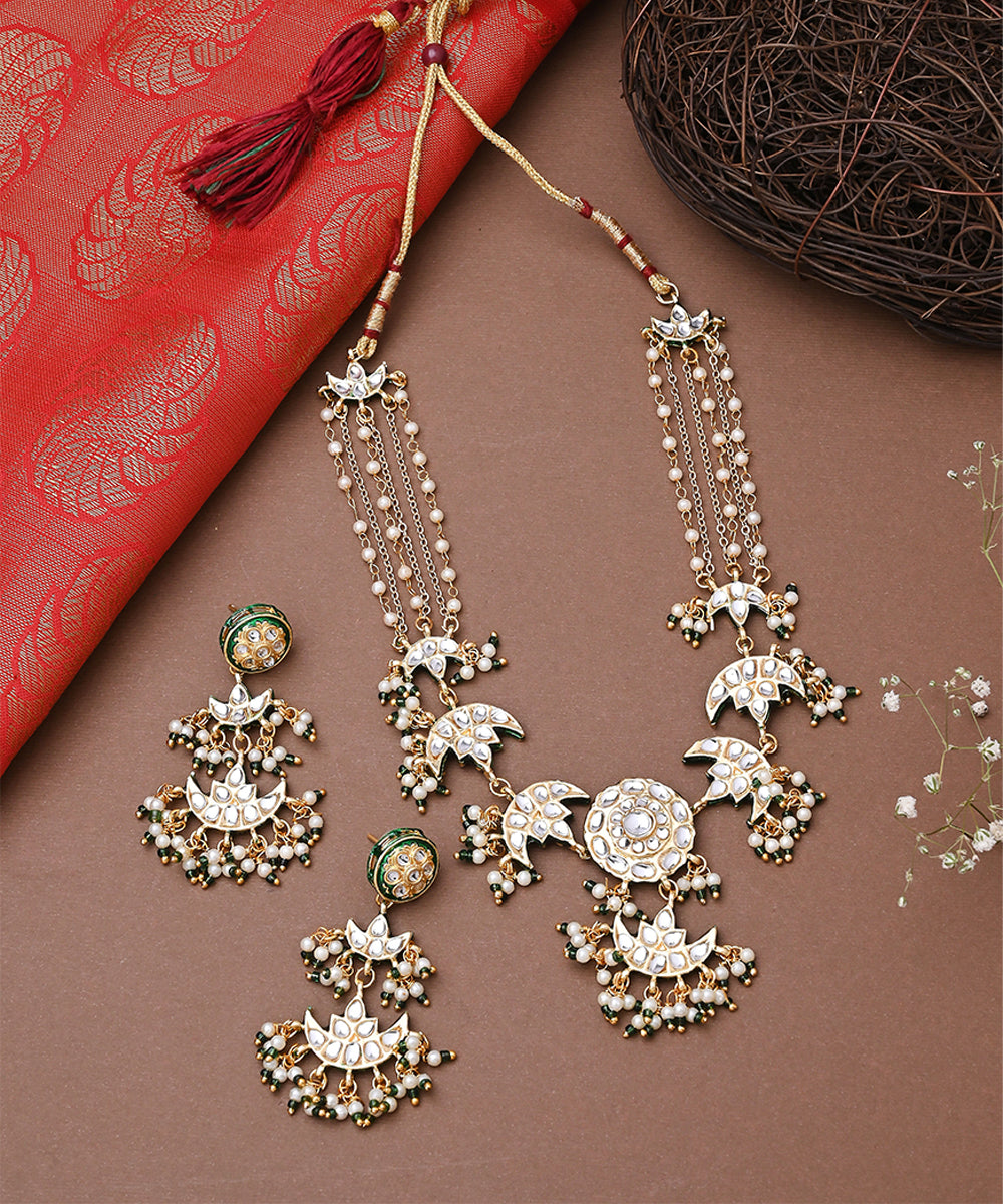 Multicolour Beaded Necklace Set with Long Earrings