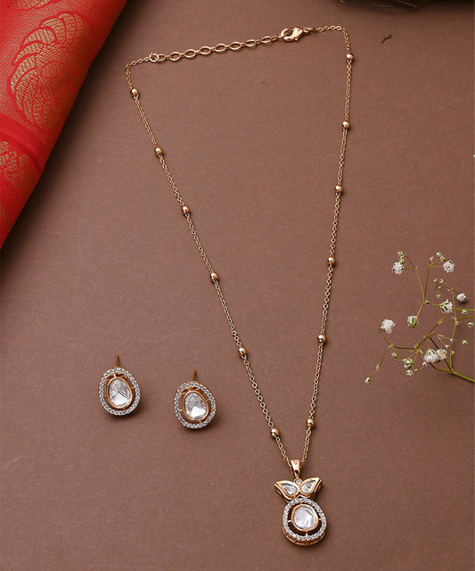 Single Stone Necklace Set With Earrings