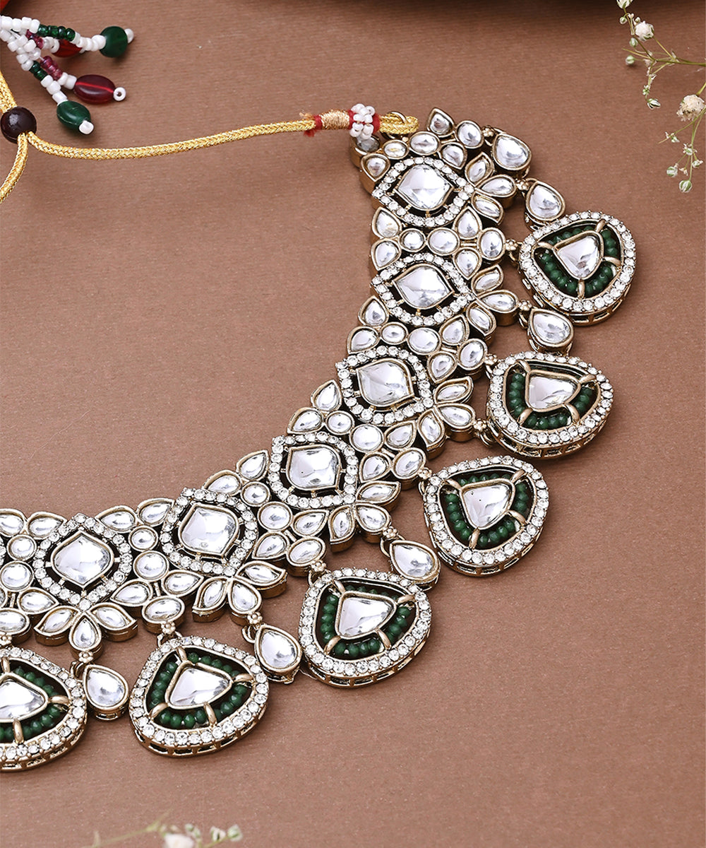 Contemporary Heavy Necklace Set With Earrings And Maang Tikka