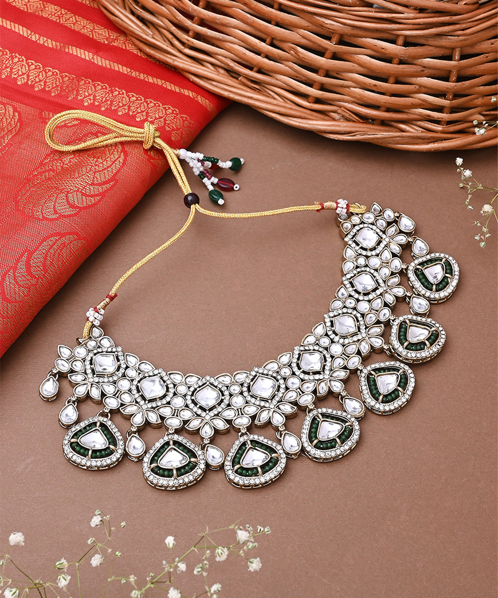 Contemporary Heavy Necklace Set With Earrings And Maang Tikka
