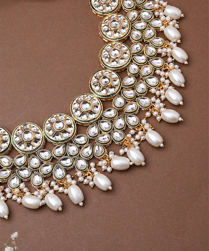 Multicolour Gold Plated Necklace Set with Earrings