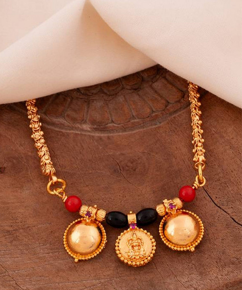 Laxmi Motif Black Gold Mangalsutra