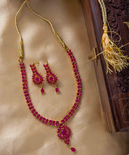 Vibrant Orange Stone Necklace and Matching Pendant Earrings Set