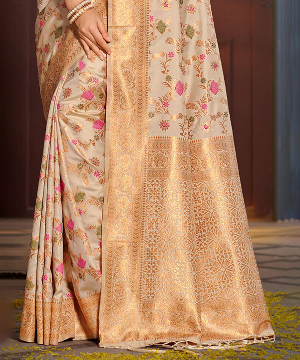 Saree Cream Banarasi Art Silk