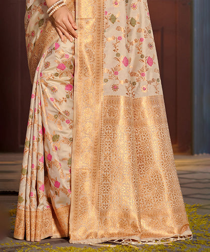 Saree Cream Banarasi Art Silk
