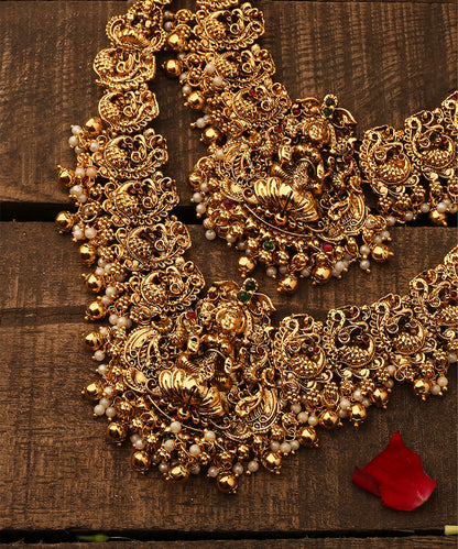 Laxmi Goddess Motif Set of Two Bridal Necklace with Earrings