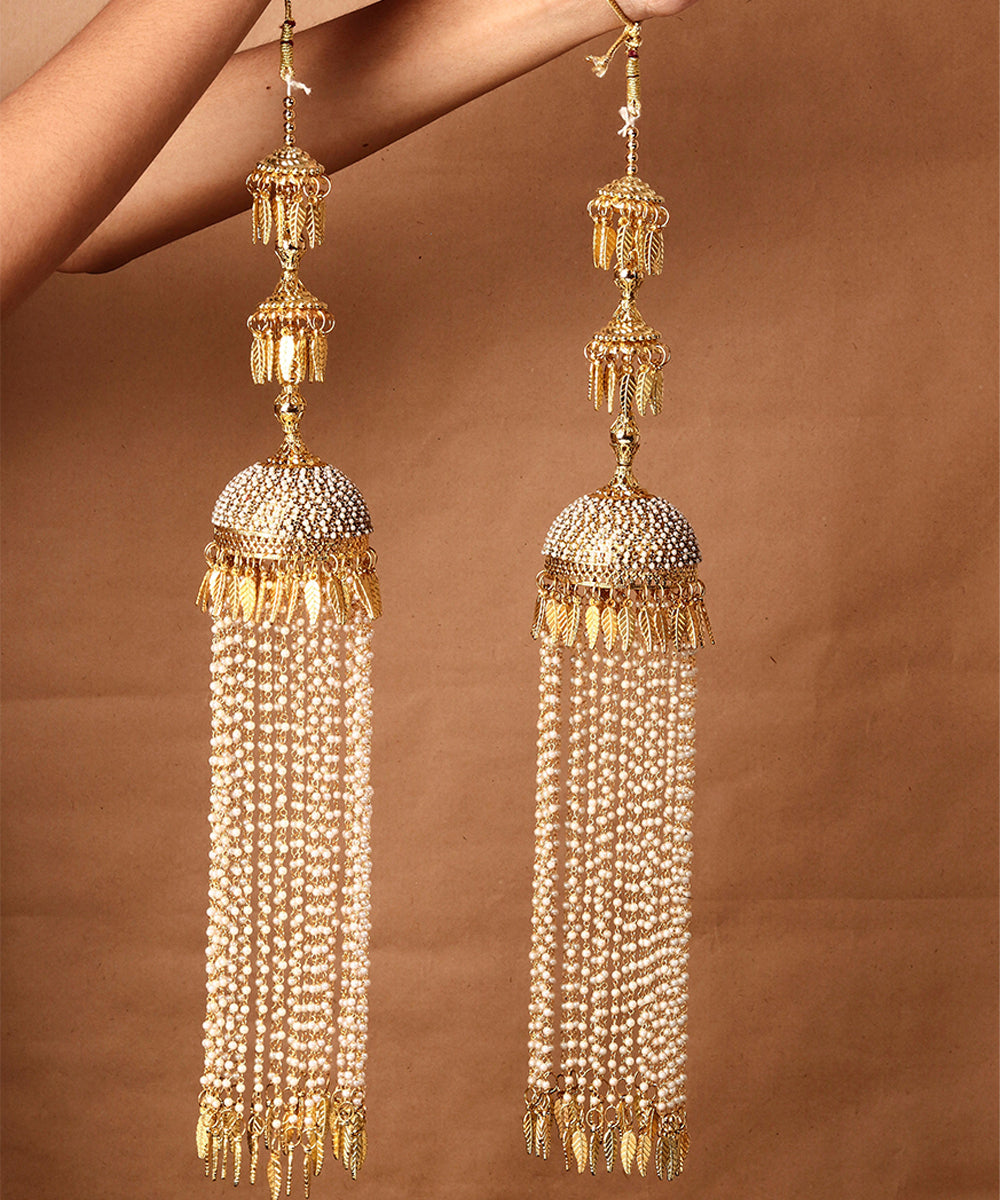 Set Of two Feathery Stone-Studded and Pearl-Beaded Kaleeras