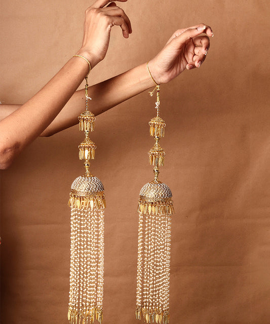 Set Of two Feathery Stone-Studded and Pearl-Beaded Kaleeras