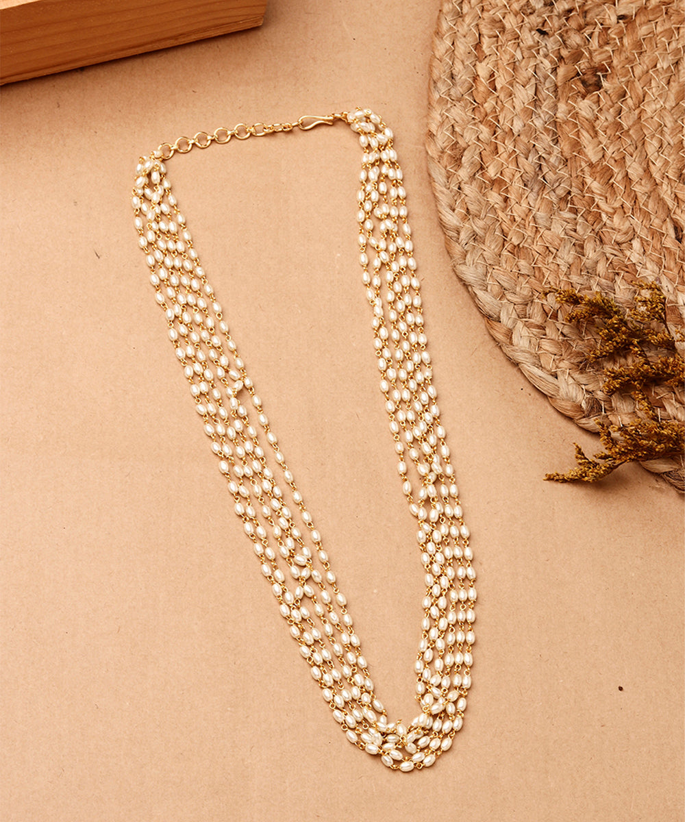 Layered Pearl Beaded Necklace