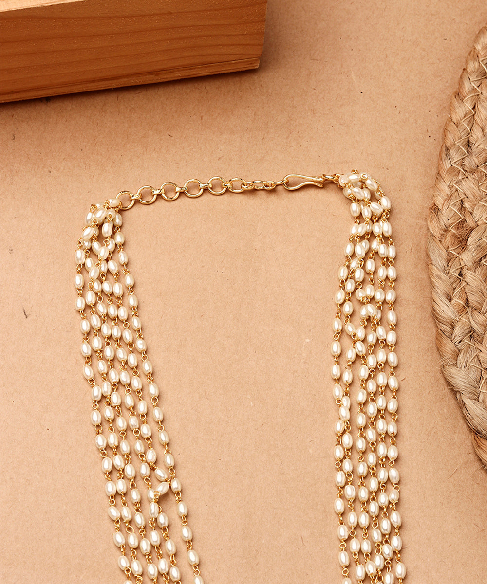 Layered Pearl Beaded Necklace
